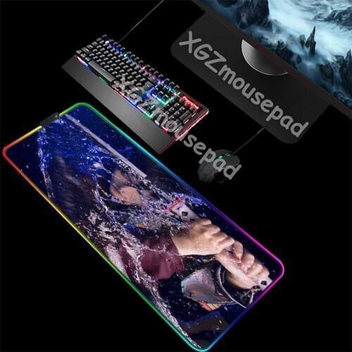 XGZ Large RGB Gaming Mouse Pad Black Delicate Lock Edge Computer Desk Mat Rubber Non-slip Anime Demon Slayer Kimetsu No Yaiba