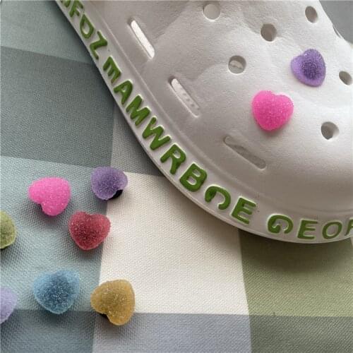 Croc Pins 12 Colors Love Heart Fit Crocses Hole Shoes Accessories Buckle Cross Hole Shoes Flower Button DIY 3D Croc Charms