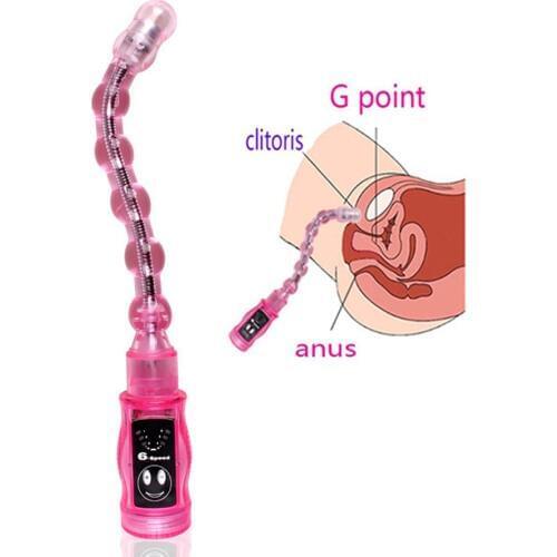 CamaTech 6 Speeds Jelly Vibration Anal Beads Masturbation Arbitrary Angle Pliable G-Spot Vibrating Stick Waterproof Anus Toys