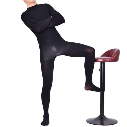 Man One Piece 80D Lycra Fingers Toes Seperate Full Coat Zentai Seamless Stocking Any Clipping Bodysuit Autumn Winter Jumpsuits