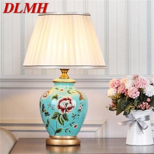 DLMH Ceramic Table Lamps Copper Modern Luxury Pattern Desk Light LED Besjdes For Home Bedroom