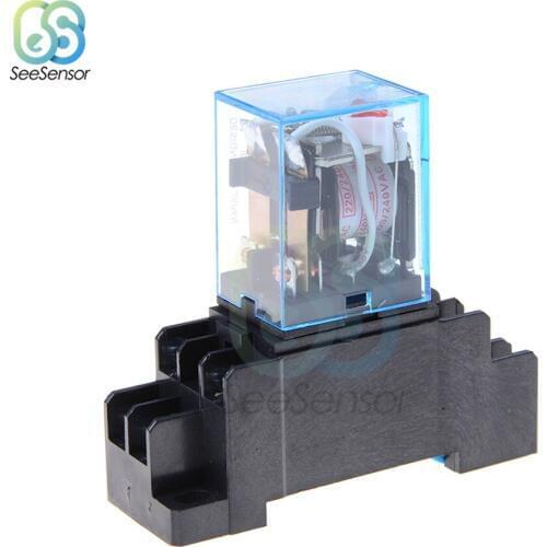 DC 12V AC 220V LY2NJ HH62P HHC68A-2Z Electronic Micro Mini Electromagnetic Relay 10A 8PIN Coil DPDT With Socket Base Holder