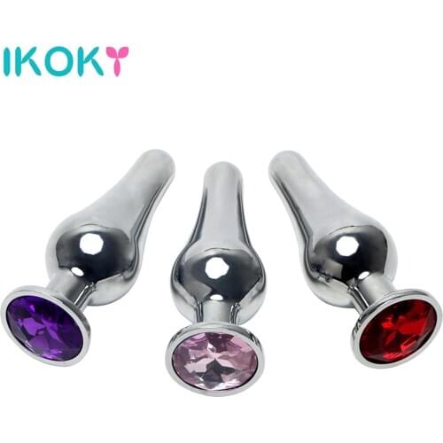 IKOKY Erotic Metal Butt Plug Prostata Massage Anal Plug Sex Toys for Women Man Adults Products