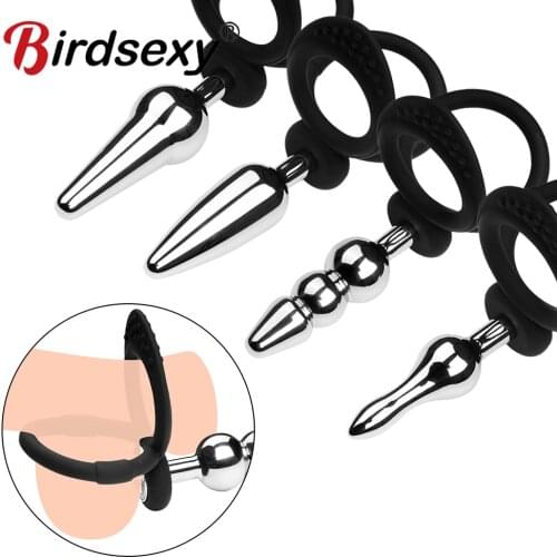 Dildo Butt Plug Stainless Steel Metal Anal Plug Sex Toys For Men With Penis Ring Dilator Penis Chastity Lock Cock Ring Adult Toy