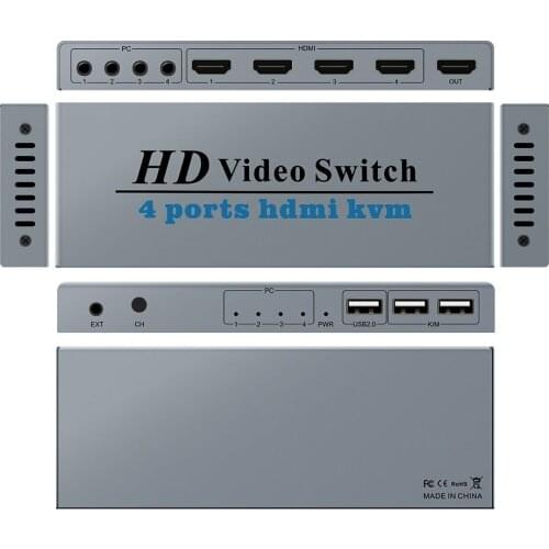 HDMI KVM Switch USB 2.0 Switcher for Printer Monitor Keyboard Mouse 4 PCs Sharing 1 Device 4K/30Hz HDMI KVM Switch