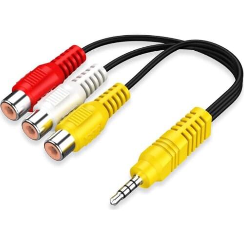 3.5MM Cable Red White And Yellow Female Video Cable To 3 RCA TV Set Video Component AV Adapter Cable AV Adapter Cable For TCL TV