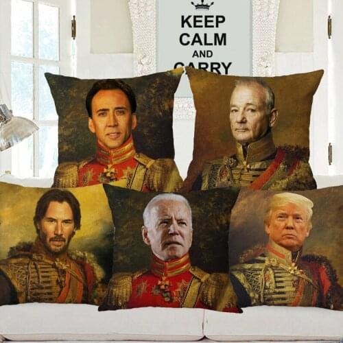 Keanu Reeves Chris Hoy Chris Hemsworth Donald Trump Cushion Cover Hand Paintings Portrait Pillow Case