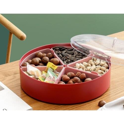 Food Storage Tray Candy Dried Fruit Snack Plate With Compartment Lid Melon Seed Nut Storage Box Food Serving Tray Home Organizer