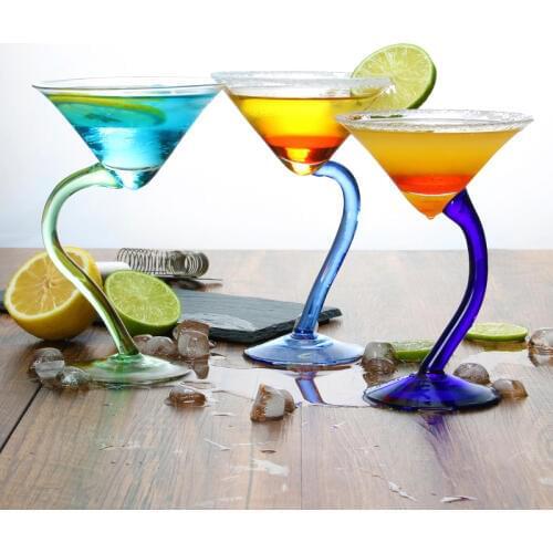 Creative Curved legs wine glass cup Lead-free glass cocktail glass spring High Foot Cup Transparent glass cups