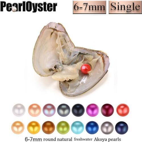 35pcs/Lot 6-7mm Round Pearl Good Of Color Love Wish Pearl freshwater Oysters Individually Vacuum Pack Fashion Gift Surprise