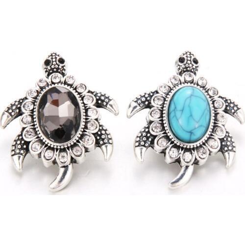 Hot wholesale 10pcs/lot High Quality Mix 18mm Metal Snap Button tortoise Rhinestone charm diy Button Ginger Snaps Jewelry 6483