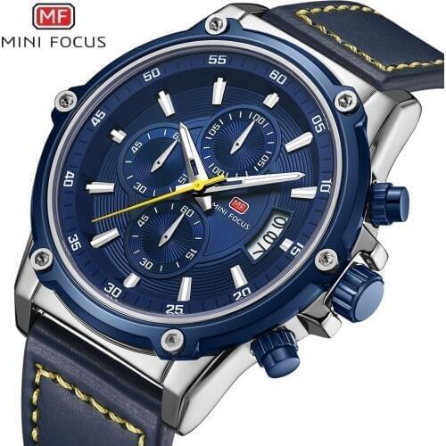 MINI FOCUS Quartz Watch Men Sports Watches Men Luxury Brand Fashion Leather Mens Wrist Watches Waterproof Relogio Masculino