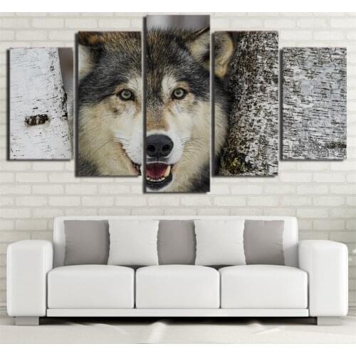 Modular Pictures Canvas Snow Wolf Prints Painting Wall Artwork Animal Poster Home Vintage For Living Room Decoration Framework