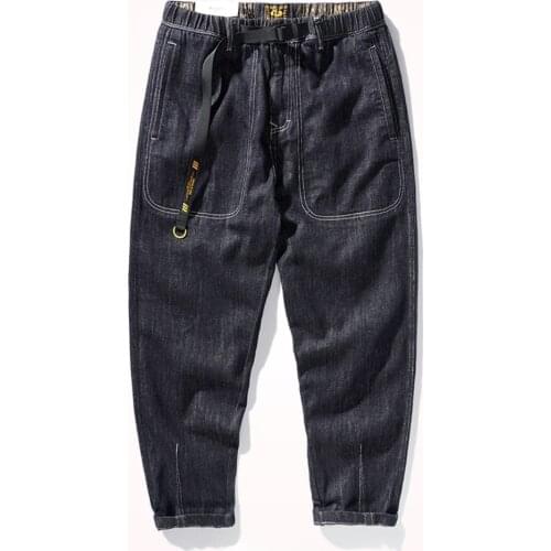 2021 Autumn Loose Tapered Straight Jeans Men New Casual Trousers