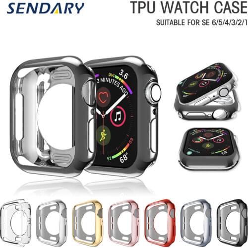 Soft TPU Watch Case for Apple Watch SE 6/5/4 40MM 44MM Electroplating Half Cover Band Case for iWatch Series 1/23 38MM 42MM