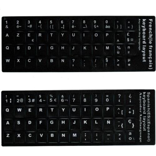 Russian Standard Laptop Notebook Keyboard Stickers French Italian Arabic Spanish German Japanes Hebrew Korean Thai Language 2pcs