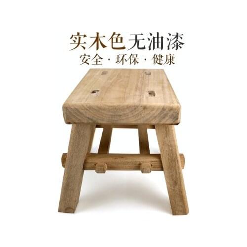 Camphor wood small bench solid wood small wooden stool full tenon and mortise low stool four-corner eight-pronged stool log styl