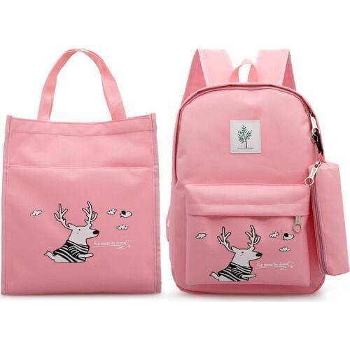 2019 new high quality thick canvas school bag for teen girls Fashion lady large capacity backpack 3 pcs/set school backpacks