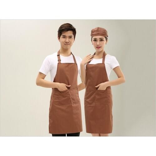 Newest Brown Black Red Plain Men Lady Woman Apron+Pocket For Butcher Kitchen Cooking Baking Aprons
