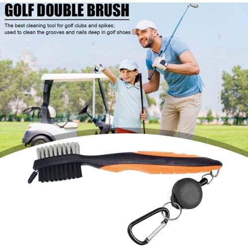Golf Putter Wedge Ball Groove Cleaner Retractable Golf Club Brush Groove Cleaner w/ Clip Cleaning Tool Gift for Golfer