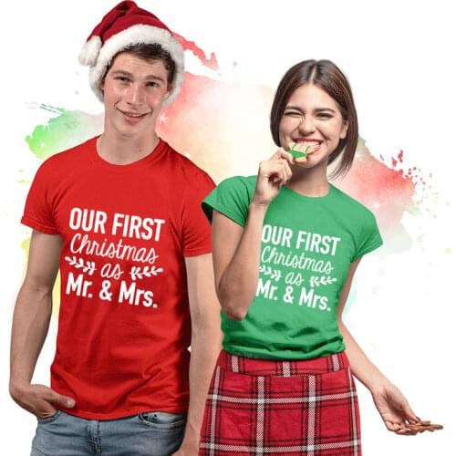 Couples First Christmas Married Matching Couple Christmas Shirts Our 1st Christmas As Mr & Mrs Shirt Funny Christmas Shirts