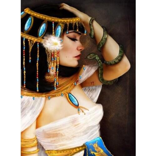 Full Square 5D DIY Diamond Painting Cleopatra and the Serpent Diamond Embroidery Cross Stitch Mosaic Diamond Home Decor Gift