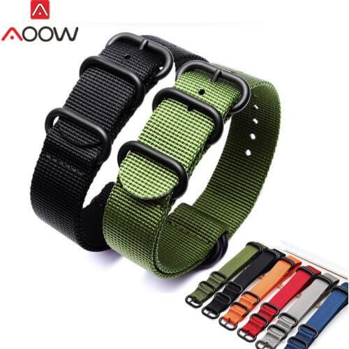 18mm 20mm 22mm 24mm Nato Nylon Strap Watchband 304L Stainless Steel Matte Buckle Men Canvas Sport Replacement Band Outdoors