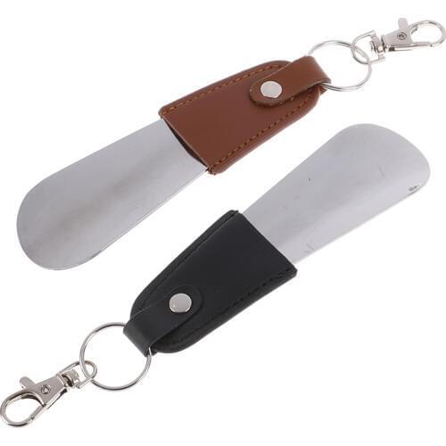 Durable Stainless Steel Shoehorn Shoe Horn Foldable Leather Handle Easy to Carry Quality Shoes Accessories For Men Women