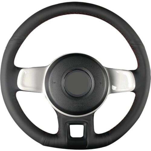 DIY Black Genuine Leather Car Steering Wheel Cover For Vw Beetle 2012-2016 Up 2013-2016/ Protect Steering-wheel Hand Sewing