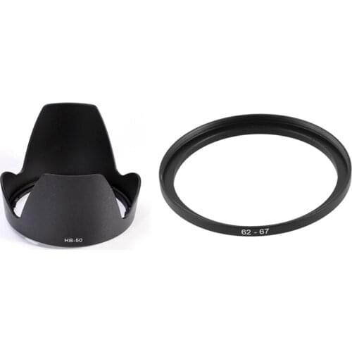 Camera Replacement Metal 62Mm-67Mm Step Up Filter Ring Adapter & Hb50 Bayonet Lens Hood For Nikon Af-S Nikkor 28-300Mm