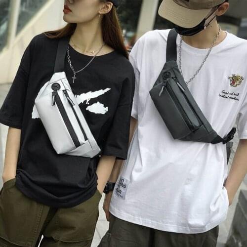 Sports Chest Bag Crossbody Bag Men Belt Waist Pack Reflective Stripe Street Style Bags Unisex Hip Fanny Pack Travel Phone Pouch