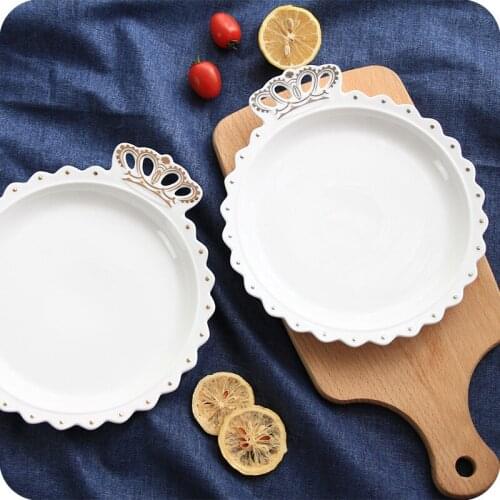 Plate Round Ceramic Soup Plate White Western-Style Dessert Plate Steak Dish Photography