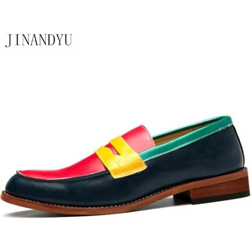 Mens Dress Shoes Formal Patchwork Leather Shoe Fashion Handmade Wedding Party Shoes Men Loafers Oxford Shoes Plus Size 38-48