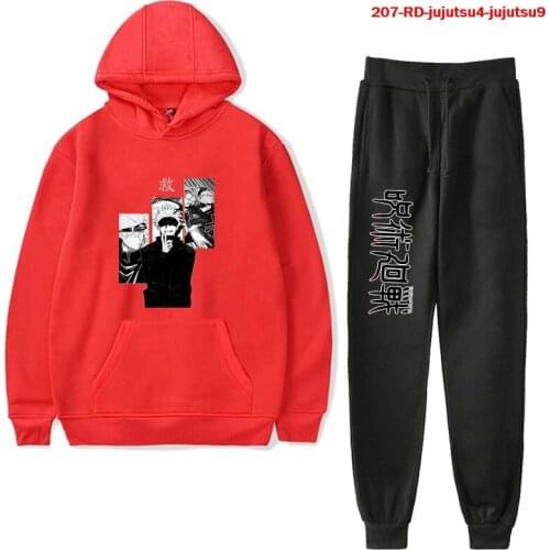 Hip Hop Anime Jujutsu Kaisen Hoodie Unisex Tracksuit 2 Pieces Set Long Sleeve Women Mens Hoodies+Sweatpants Japanese Clothes