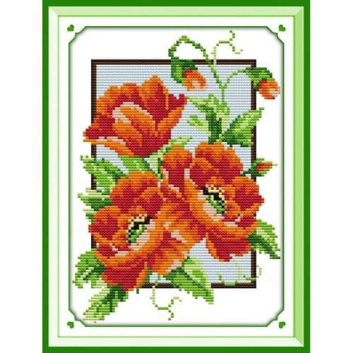 Everlasting Love Poppy(2) Chinese Cross Stitch Kits Ecological Cotton Clear Stamped Printed14 11CT DIY Gift Christmas Decoration
