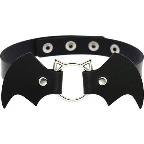 Choker Collar women Leather Collar Bat Vampire Necklace goth Chocker Gothic Jewelry steampunk witch Accessories bijoux femme