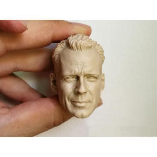 1/6 Unpainted Die Hard Bruce Willis Head Sculpt John Mc Clane Head for 12'' Action Figure Body