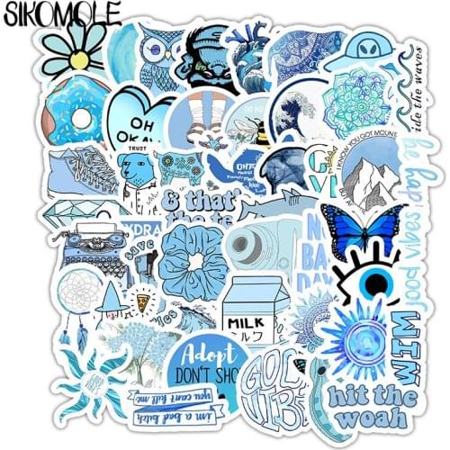 50PCS Cartoon Blue INS Style Vsco Girl Stickers For Laptop Moto Skateboard Luggage Refrigerator Notebook Laptop Toy Sticker F5