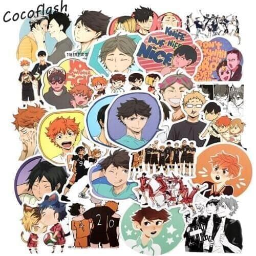 50Pcs/Set Haikyuu!! Stickers Japanese Anime Sticker Volleyball For Decal On Guitar Suitcase Laptop Phone Fridge Motorcycle Car