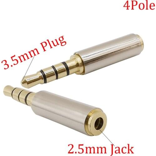 2Pcs/Lot 3.5mm Jack Audio Speaker Connector 4Pole 3.5mm Male Plug to 2.5mm Female Socket Stereo Headphone Jack Converter Adapter