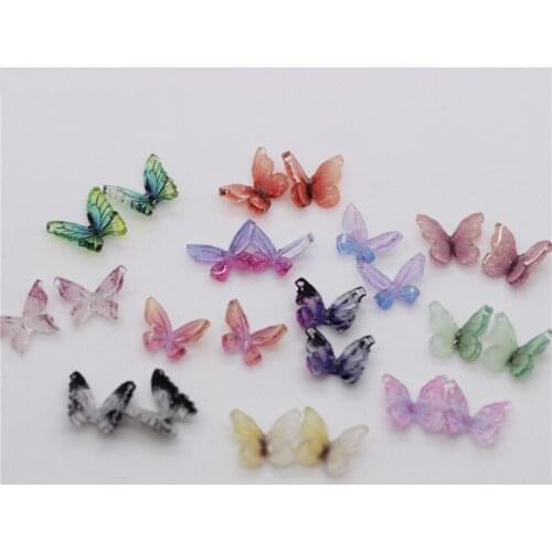 20 PCS Resin Butterfly Accessories DIY Jewelry Findings Web Celebrity Manicure 3D Small Butterfly