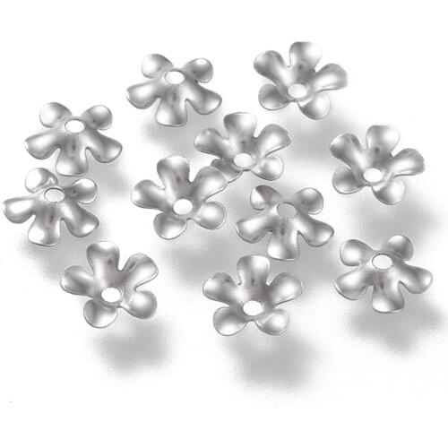 200pc 304 Stainless Steel Bead Caps 5-Petal Flower Shape Spacer Beads for Jewelry Making Charms Necklace Bracelets Accessories