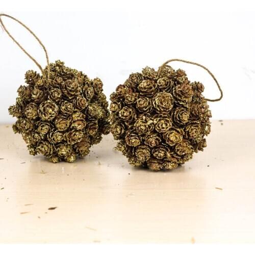 3.9" Christams Tree Balls Pendant Home Decor Ornaments Gold Pinecones Ball Christmas Accessories Wedding Decoration