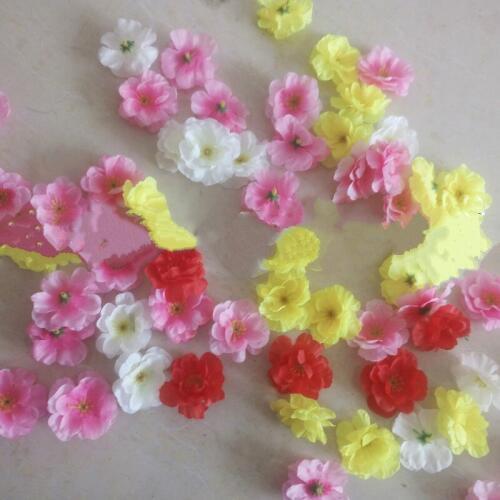 50Pcs/lot 4cm Simulation Peach Blossom Artificial Flower Head For Wedding Decoration DIY Wreath Gift Scrapbooking Craft Flower