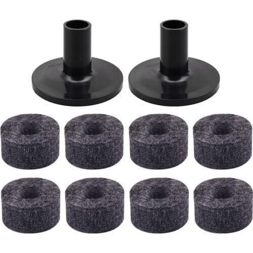 8PCS Cymbal Stand 25mm Felt Washer + 2PCS Cymbal Sleeves Replacement for Shelf Drum Kit