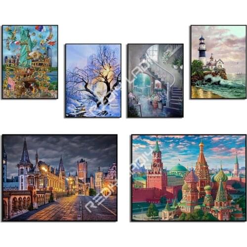 Diamond Painting Full Round/Square Drill Diamond Embroidery Scenery Lighthouse Wall Decor Crystal Rhinestone Mosaic Cross Stitch