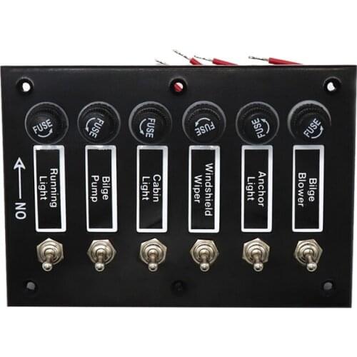 AU05 -6 Gang DC 12V/24V Fused ON/OFF Toggle Switch Panel for Marine Boat Caravan RV with 6 Screws Car Accessories