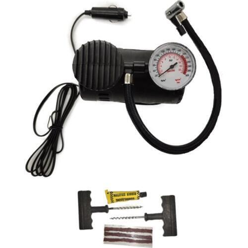 12v 300psi Auto Air Compressor Tire Pump With Pressure Gauge For Car Bicycle Ball Rubber Dinghy Inflator With Tire Repair Tool