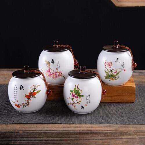 White Porcelain Tea Caddy Tea Leaf Box Puer Green Tea Sealed Storage Jar Spring Summer Autumn Winter Chinese Style Ceramic Craft