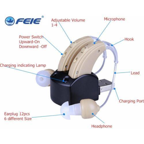 Free shipping DOUBLE headphones hearing deaf S-109S audifonos para sordos recargables Headset For the Elderly Ear Care Tools